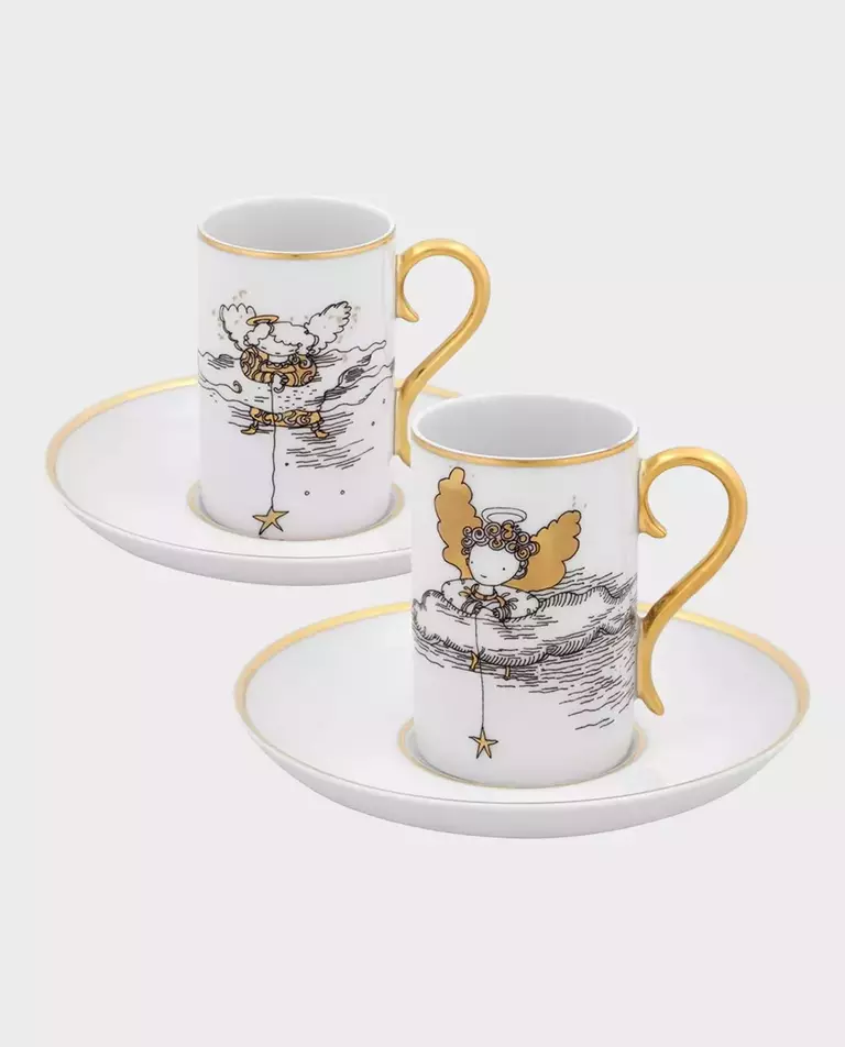 Zestaw dwóch pozłacanych filiżanek do kawy CHASING STARS