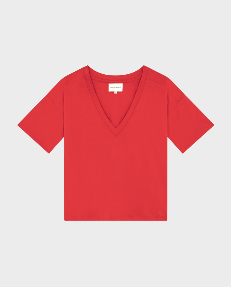 Czerwony bawełniany t-shirt