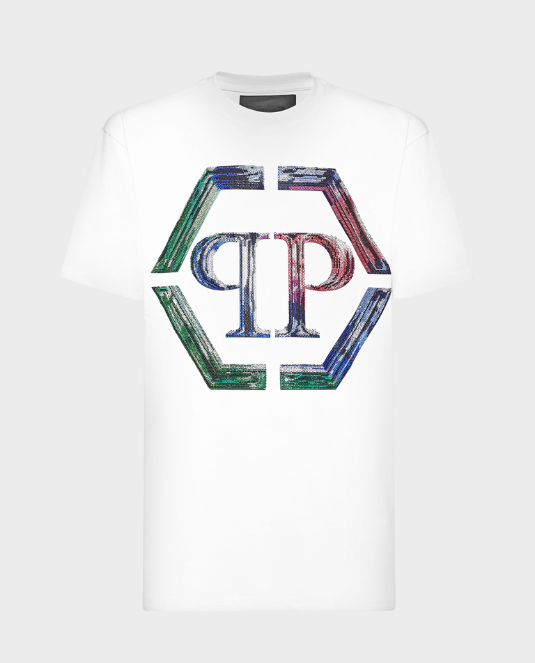 Biały T-shirt z dużym logo