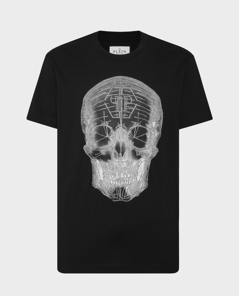 Czarny T-shirt z motywem czaszki