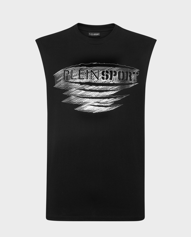 Czarny t-shirt bez rękawów Carbon Tiger