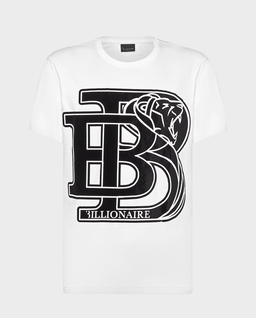Biały t-shirt z kontrastowym logo - Image #0