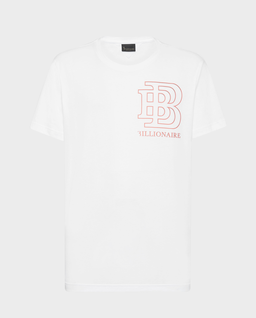 Biały t-shirt z ozdobnym logo - Image #0