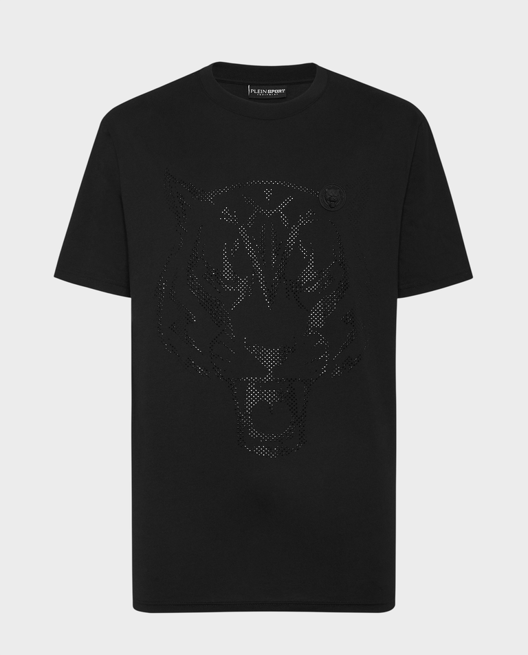 Czarny T-shirt z aplikacją