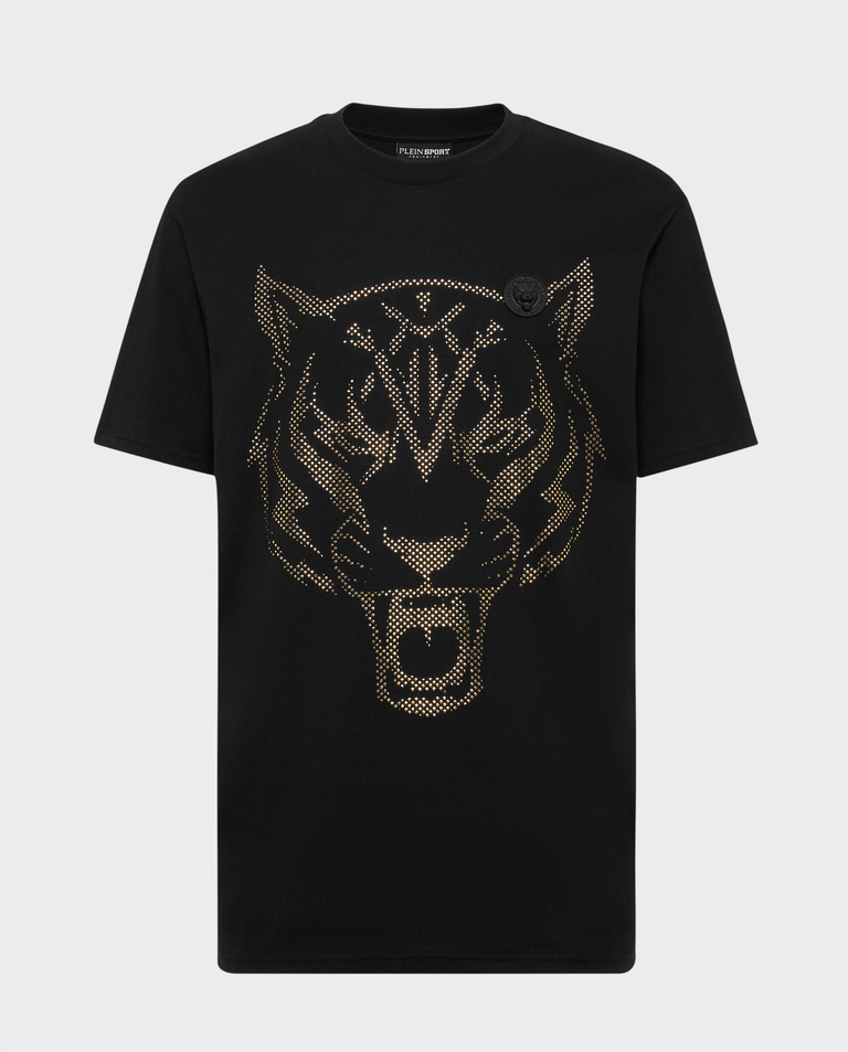 Czarny T-shirt z aplikacją
