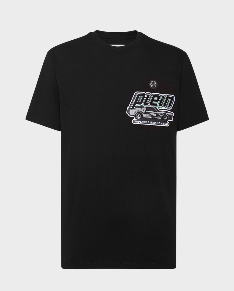 Czarny t-shirt z ozdobnym logo