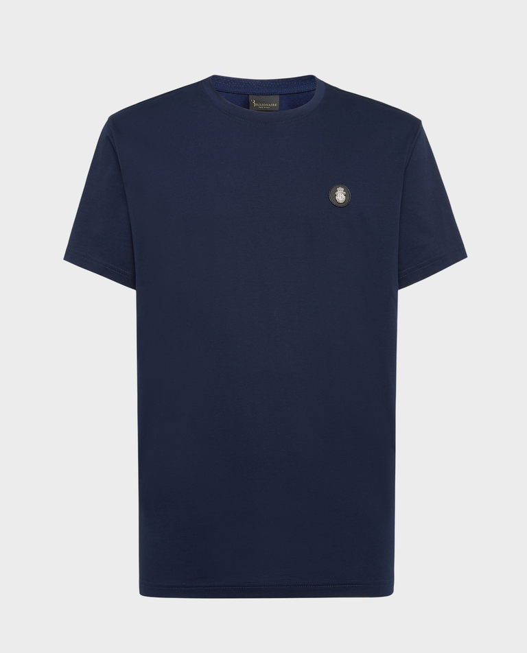 Granatowy t-shirt z okrągłym dekoltem