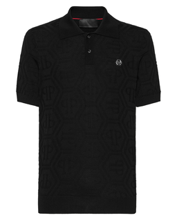 Czarny sweter polo z monogramem - Image #4