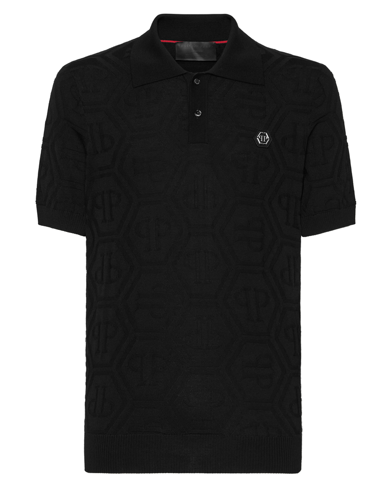 Czarny sweter polo z monogramem - Image #4
