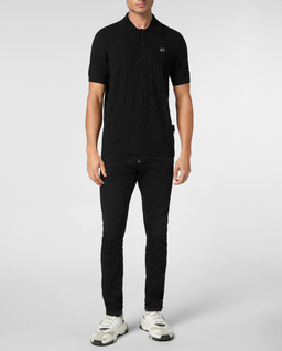 Czarny sweter polo z monogramem - Image #2