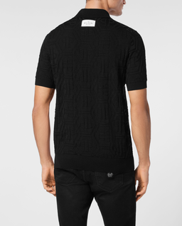 Czarny sweter polo z monogramem - Image #1