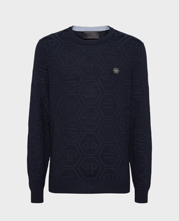 Granatowy sweter z monogramem - Image #0