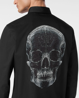 Czarna koszula Sugar Daddy Cut LS Strass Skull - Image #4