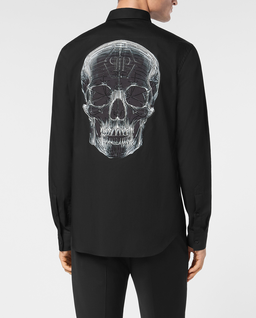 Czarna koszula Sugar Daddy Cut LS Strass Skull - Image #3