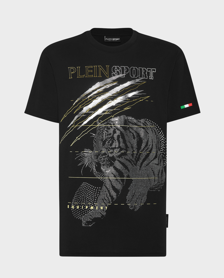 T-shirt ze srebrnym nadrukiem Tiger