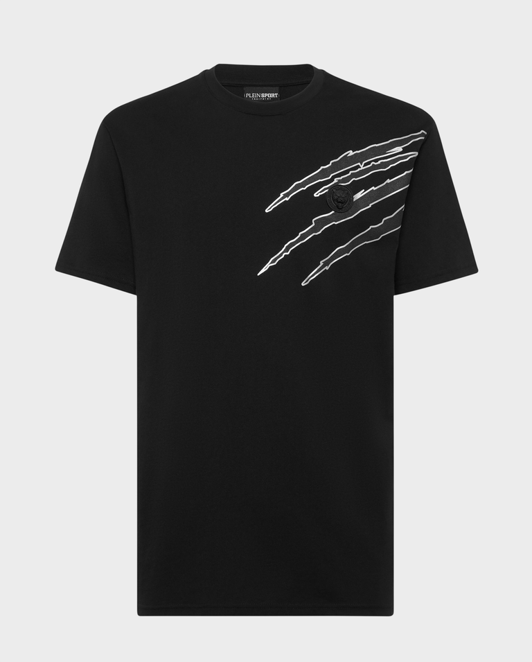 Czarny t-shirt ze srebrną aplikacją