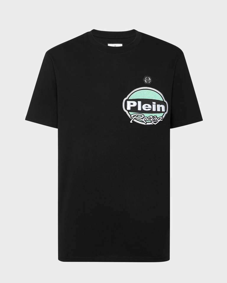Czarny t-shirt z haftem