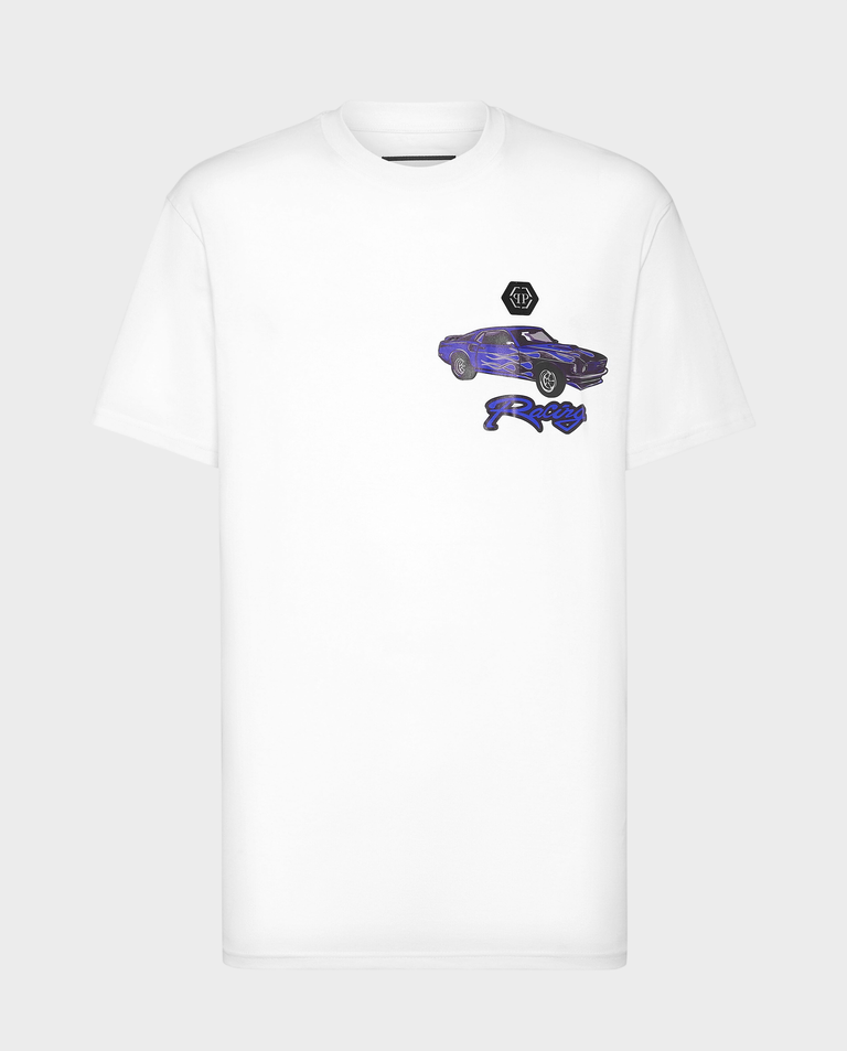 Biały t-shirt z nadrukiem na piersi