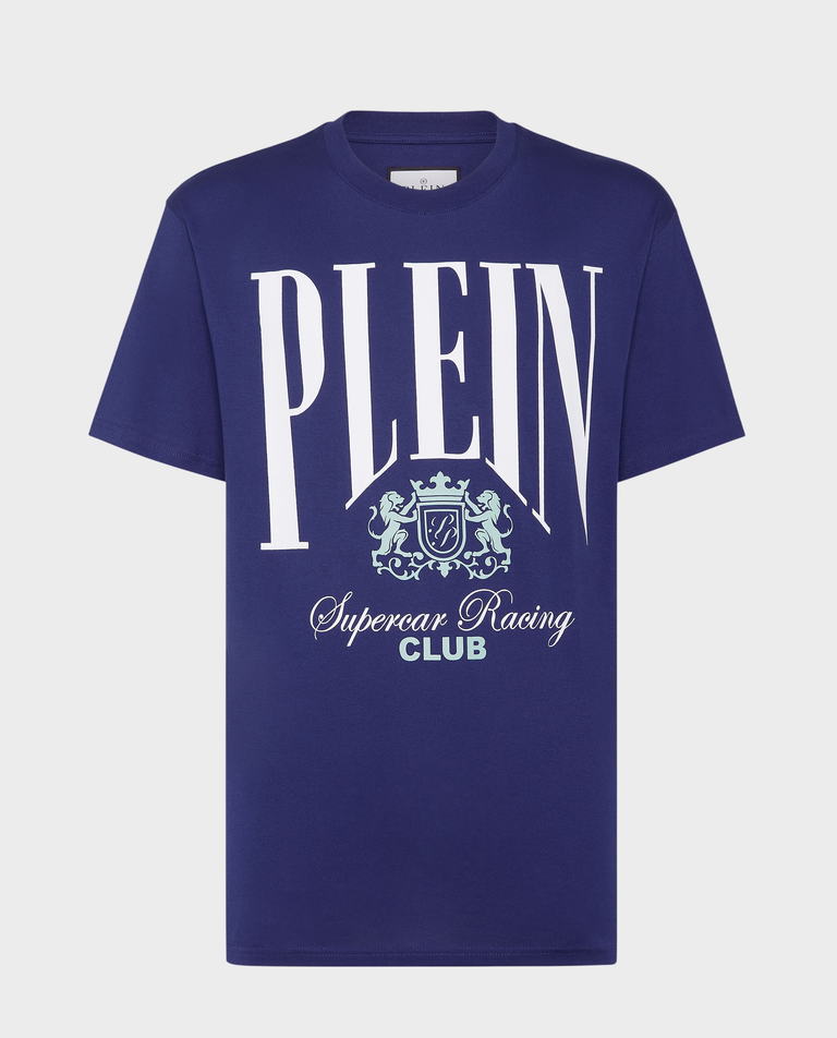 Granatowy t-shirt z okrągłym dekoltem