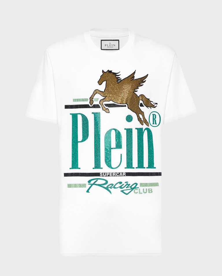Bawełniany t-shirt z kryształowym nadrukiem