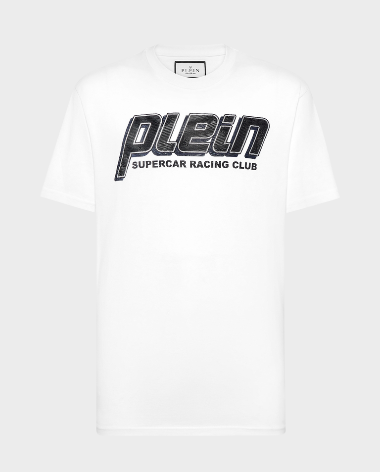 T-shirt z kontrastowym błyszczącym logo