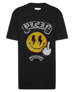 Czarny t-shirt o luźnym kroju - Image #4