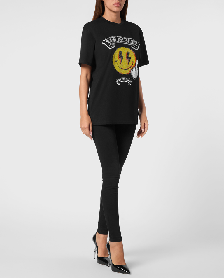 Czarny t-shirt o luźnym kroju - Image #3