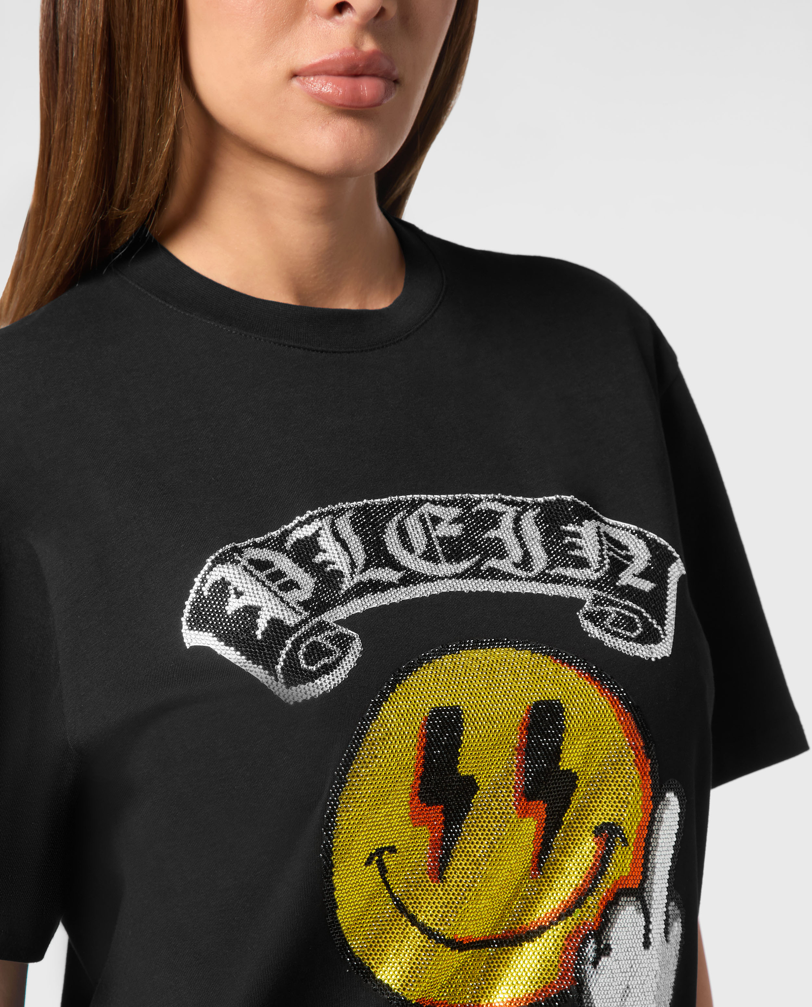 Czarny t-shirt o luźnym kroju - Image #2