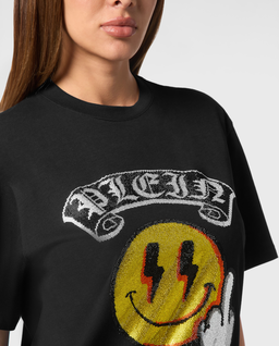 Czarny t-shirt o luźnym kroju - Image #2