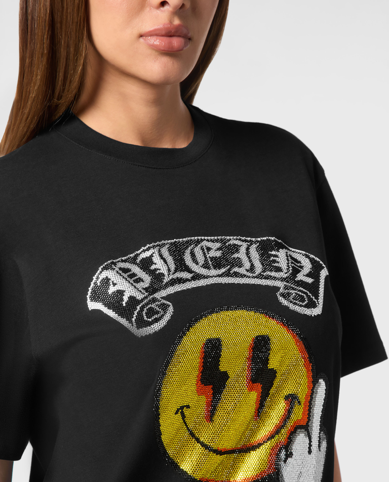 Czarny t-shirt o luźnym kroju - Image #2