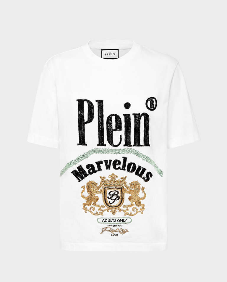 T-shirt z nadrukiem z kryształów