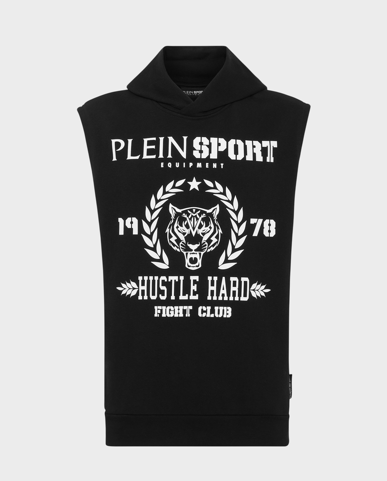Czarny t-shirt bez rękawów Tiger