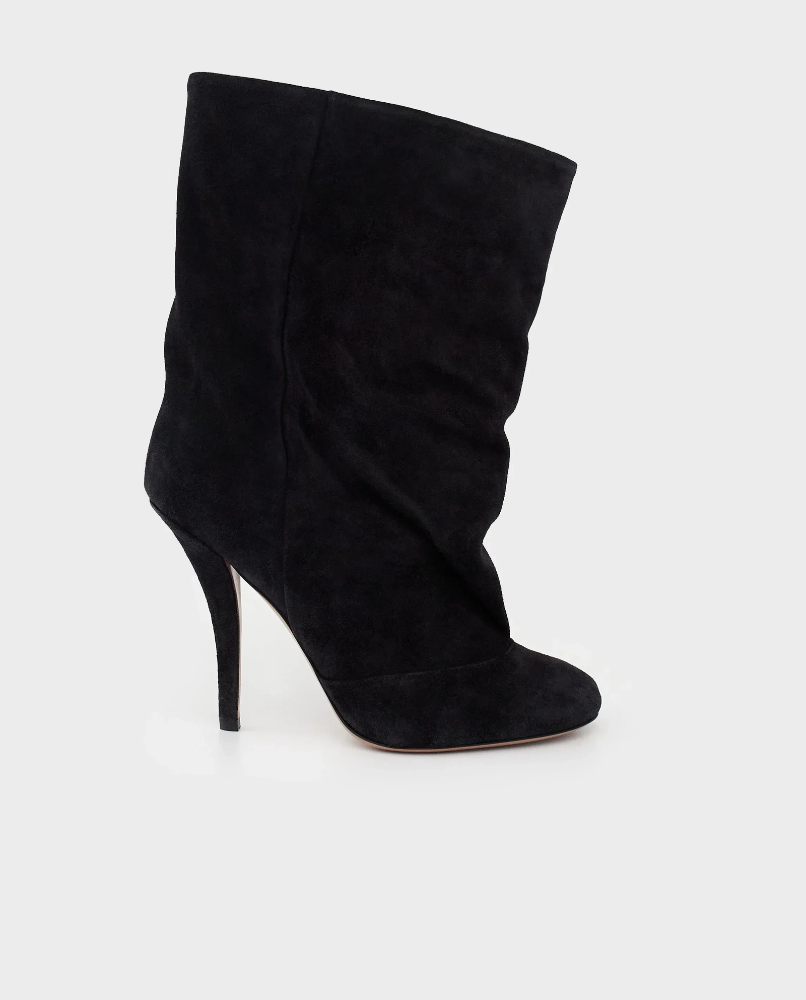 Czarne zamszowe kozaki na szpilce - Image #0