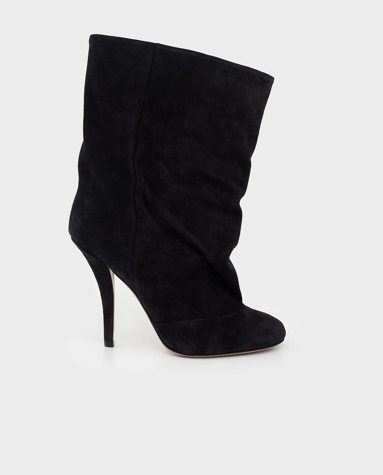 Czarne zamszowe kozaki na szpilce