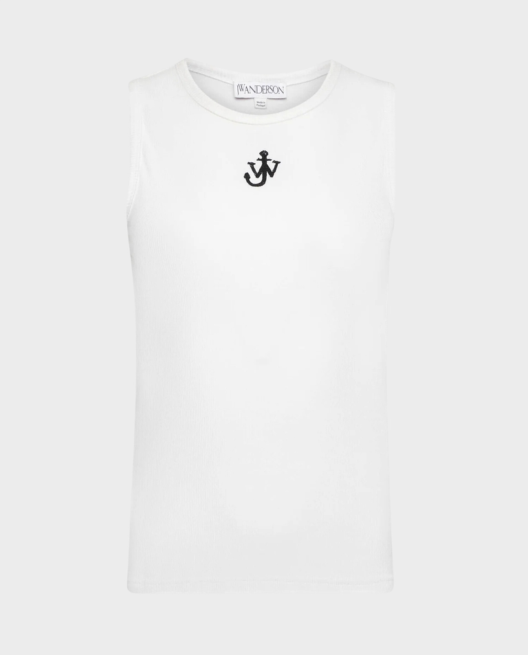 Biały bawełniany top z logo