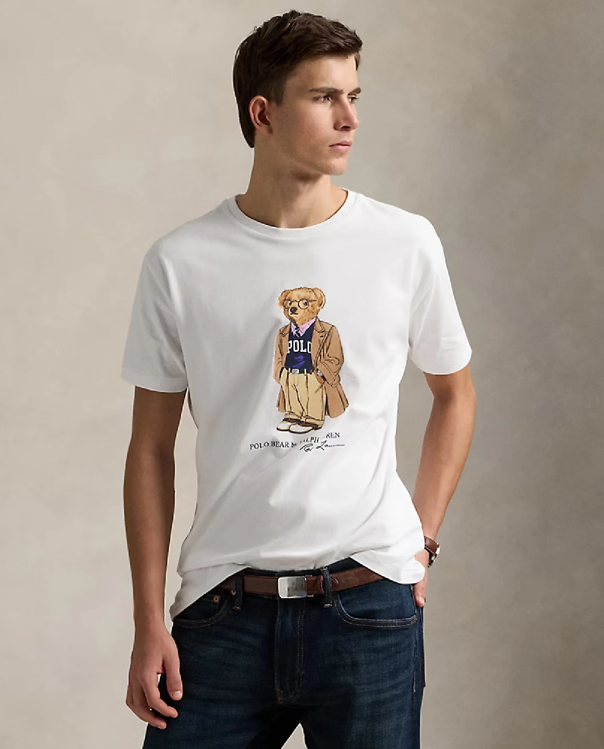 Biały t-shirt Polo Bear Custom Slim Fit - Image #0