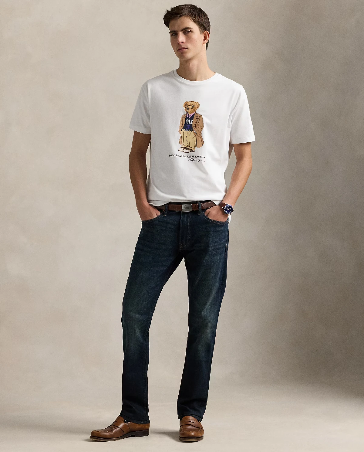 Biały t-shirt Polo Bear Custom Slim Fit - Image #2