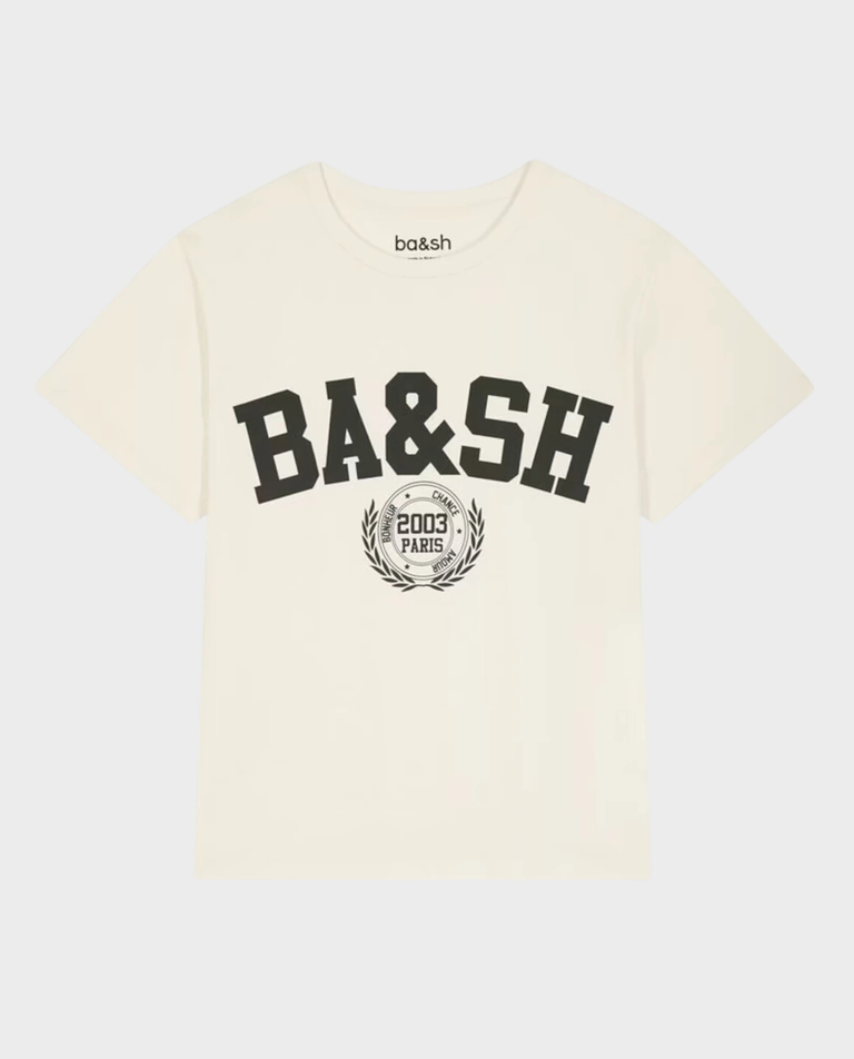 T-shirt ecru z  kontrastowym logo