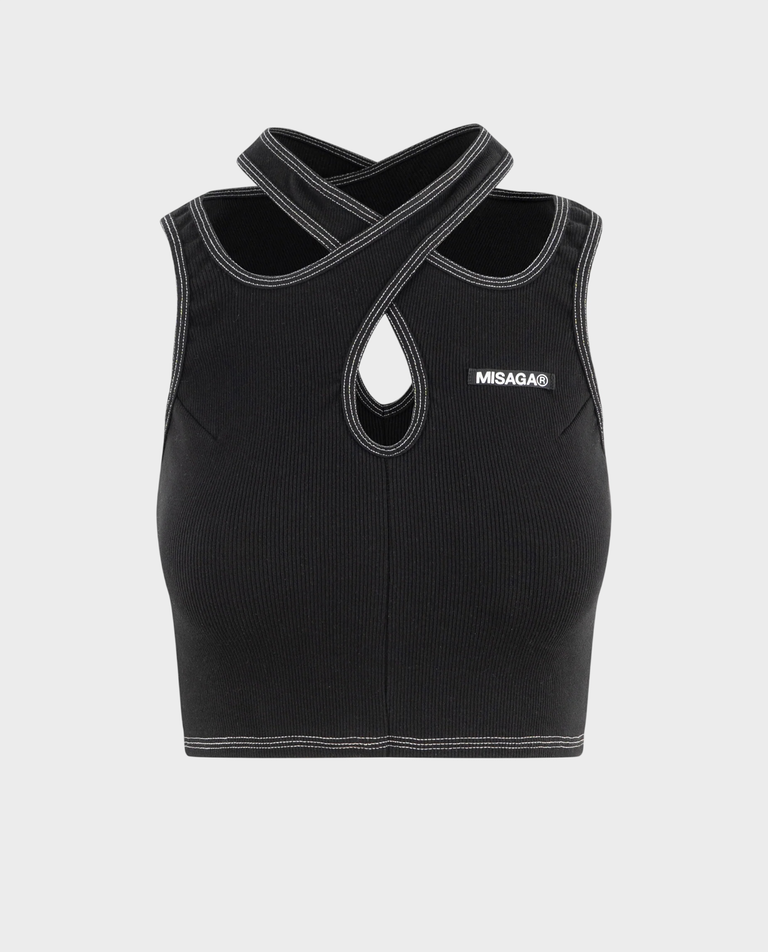 Czarny top Crossback Rib