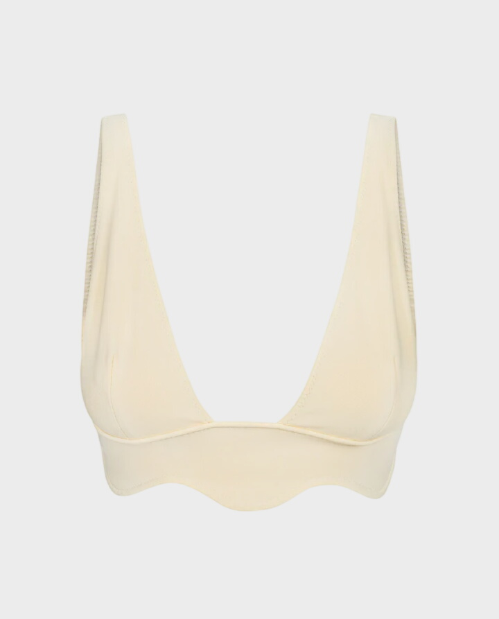 Jasnożółta góra od bikini Bardot