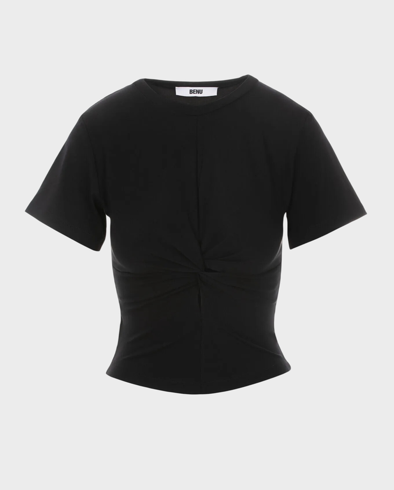 Czarny t-shirt z twistem