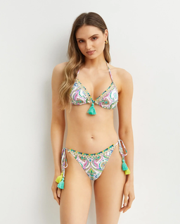 Dół od bikini z printem i ozdobnymi troczkami - Image #3
