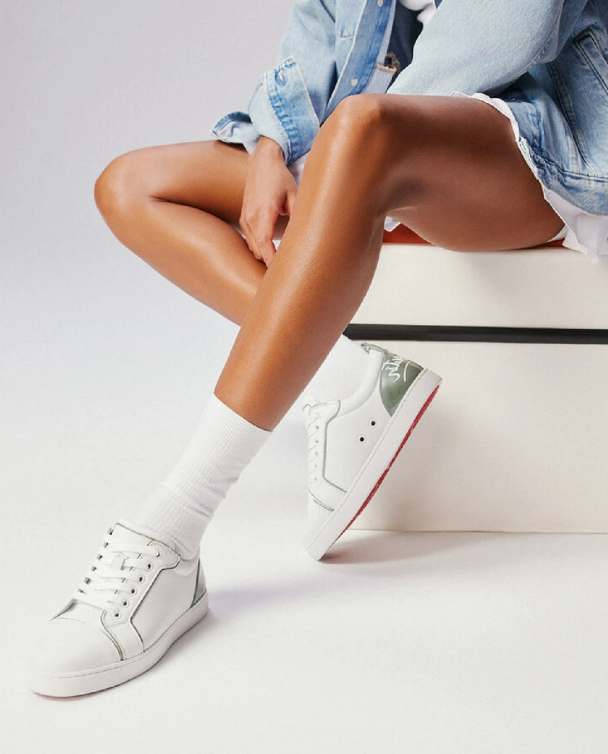 Biało-zielone sneakersy Louise Junior - Image #1