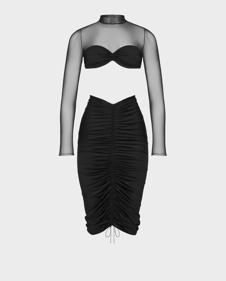 Czarny top z siateczką Devora