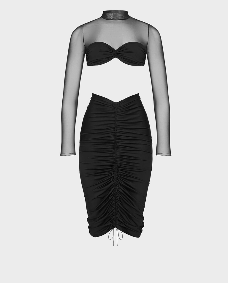 Czarna drapowana midi spódnica Devora