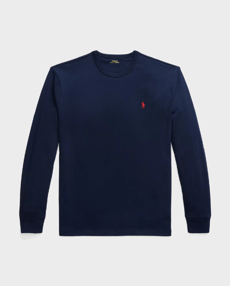 Granatowa koszulka z długim rękawem Classic Fit - Image #1