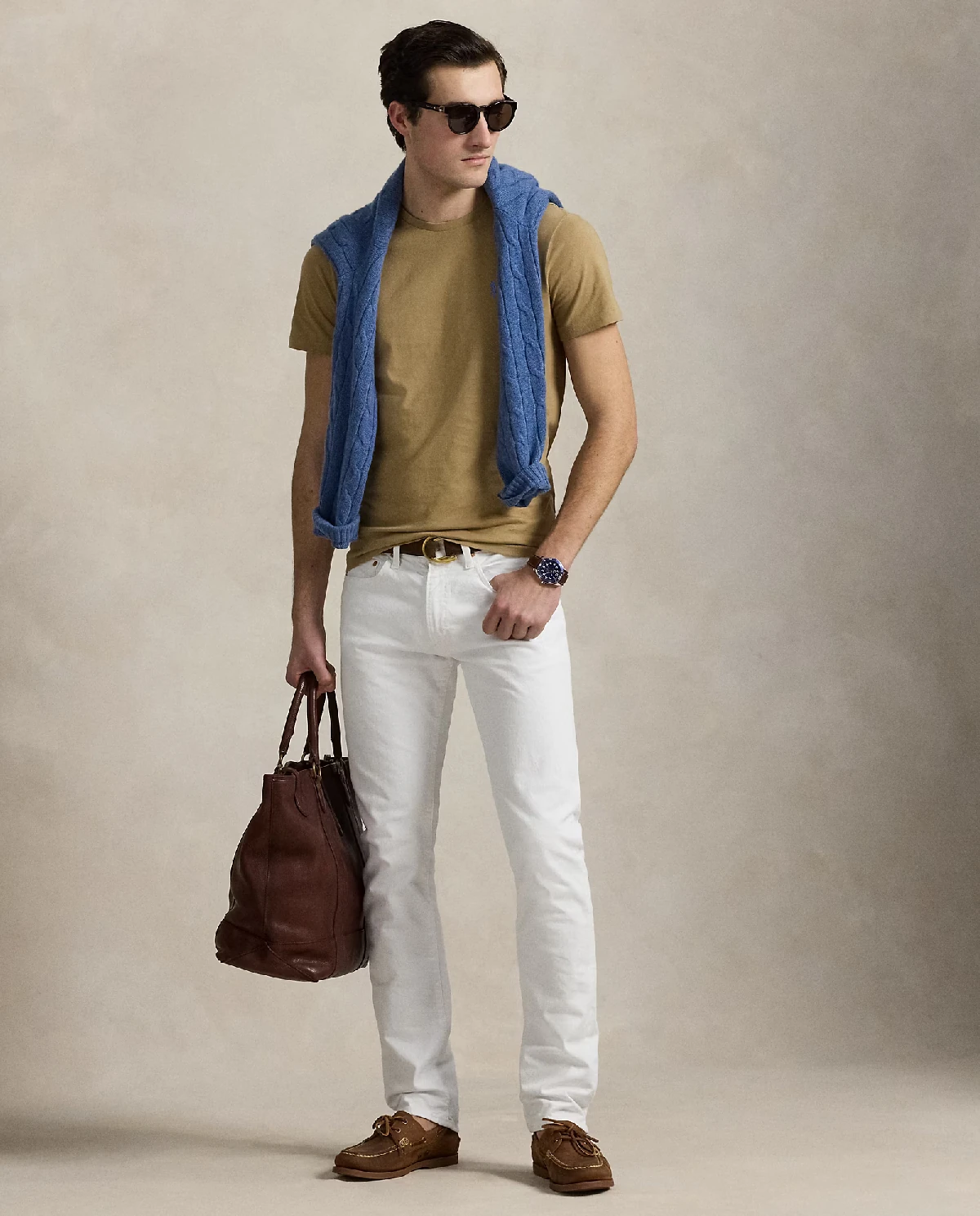 Beżowa bawełniana koszulka Slim Fit - Image #2