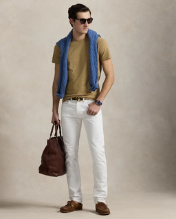 Beżowa bawełniana koszulka Slim Fit - Image #2