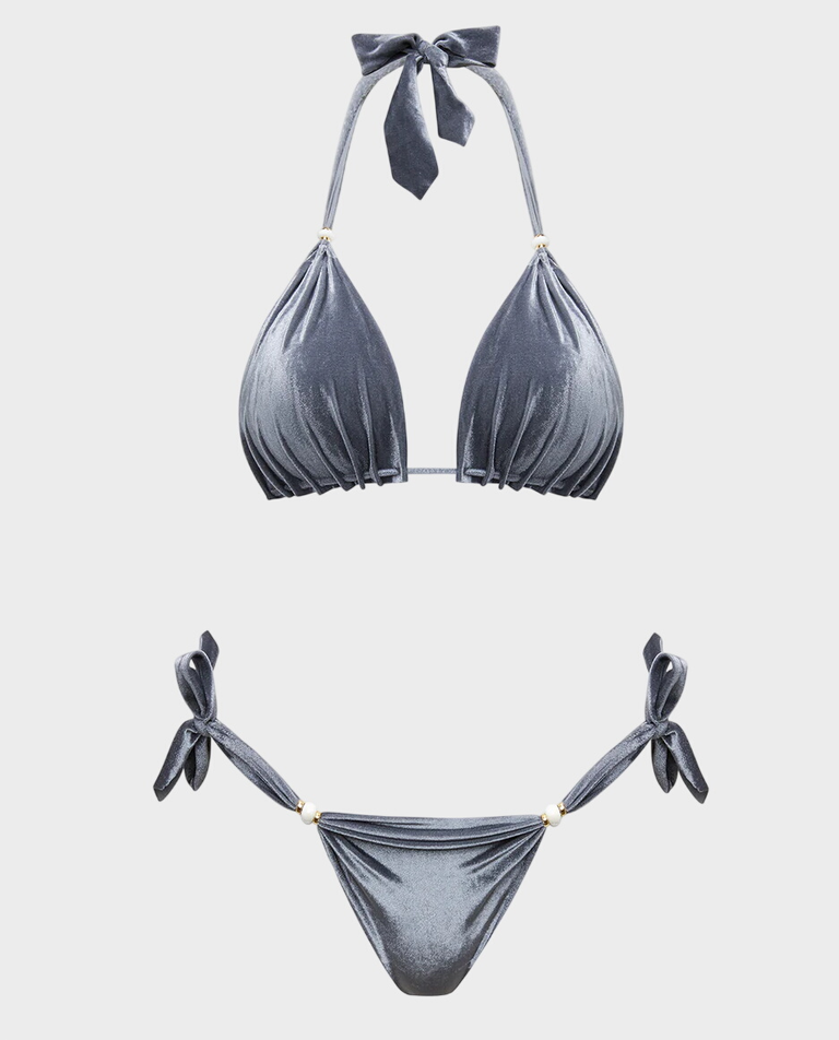 Welurowe bikini Grey Velvet