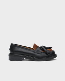 Czarne loafersy z włosiem Albaredo - Image #0